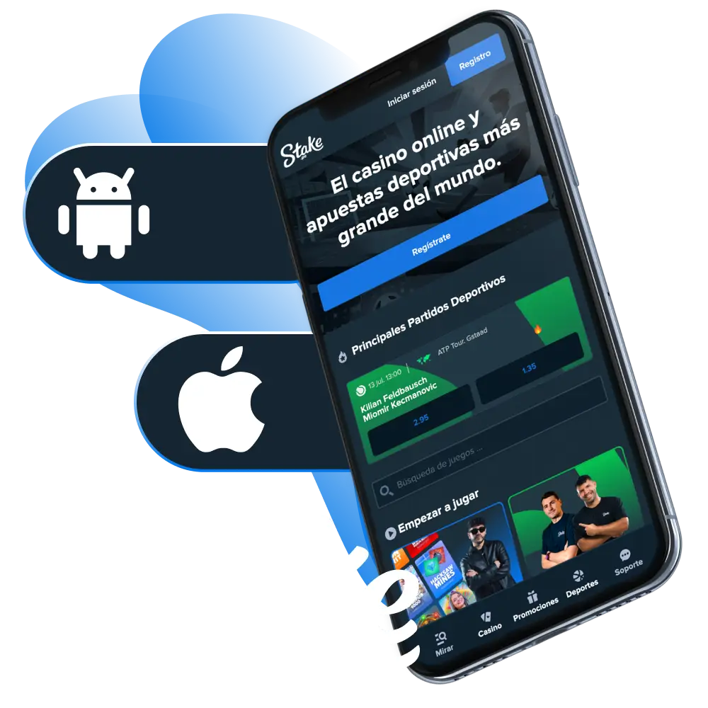 Descarga la versión más reciente de Stake App en Android o iOS para realizar apuestas en Perú.