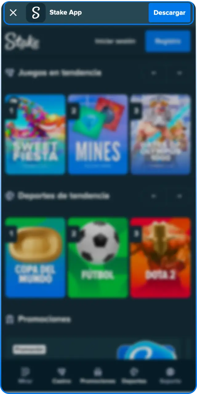 Descarga el archivo APK de la App de Stake en tu Android.