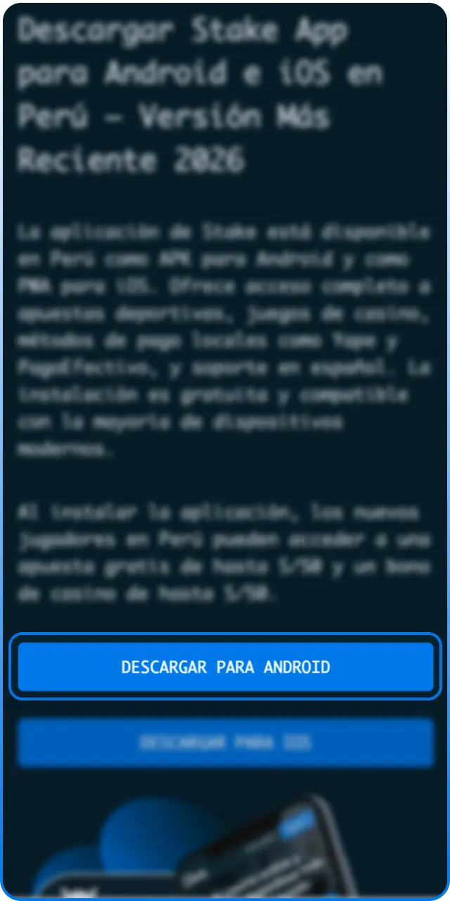 Haz clic para descargar la App de Stake en Android.