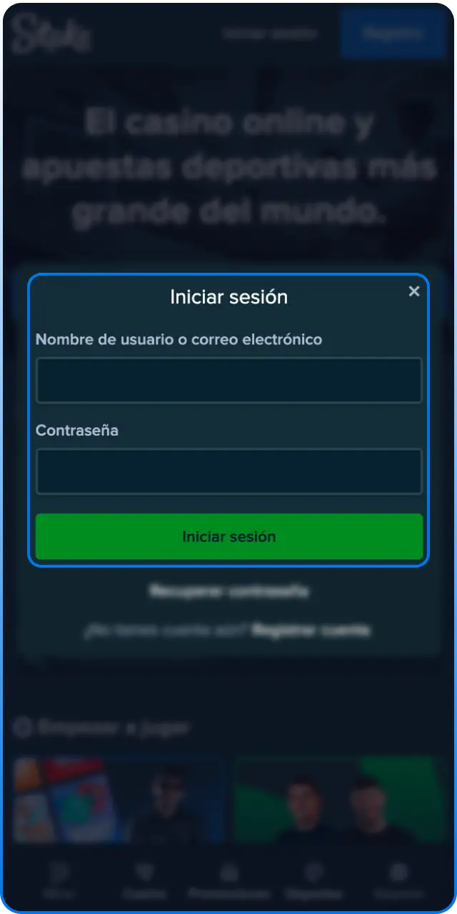 Instala la App de Stake en tu Android e inicia sesión ahora.