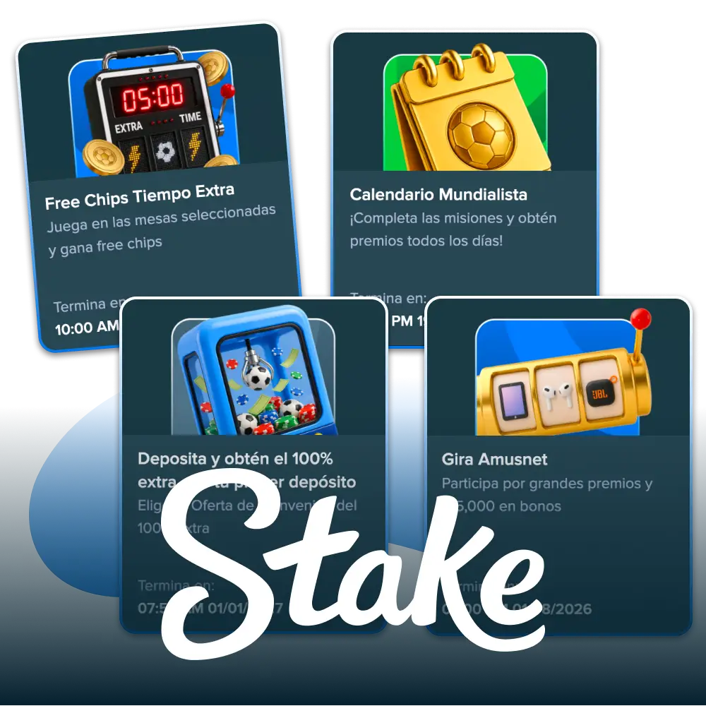 Reclama los mejores bonos y promociones de la casa de apuestas oficial Stake en Perú.