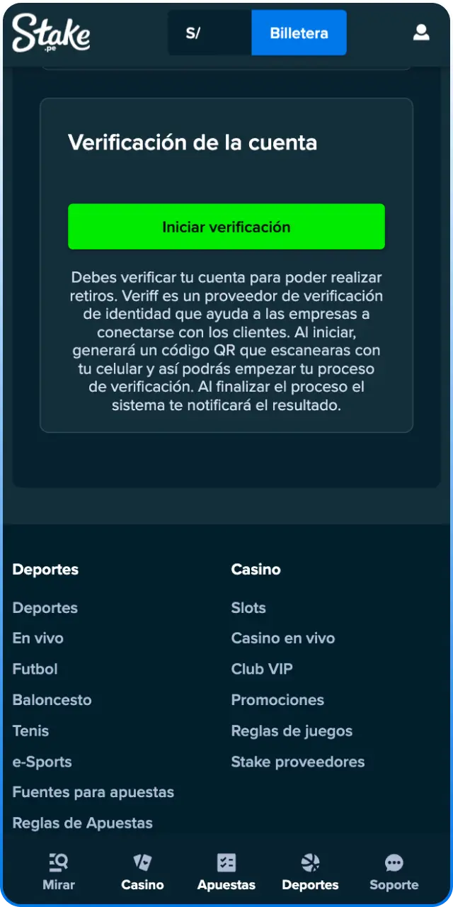 Verifica tu cuenta rápidamente para jugar en el casino en vivo de Stake.