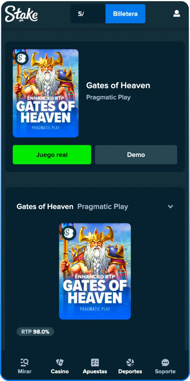 Busca el juego Gates of Heaven en el casino de Stake ahora.