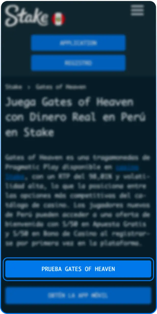 Registra tu cuenta de usuario en Stake para jugar Gates of Heaven.