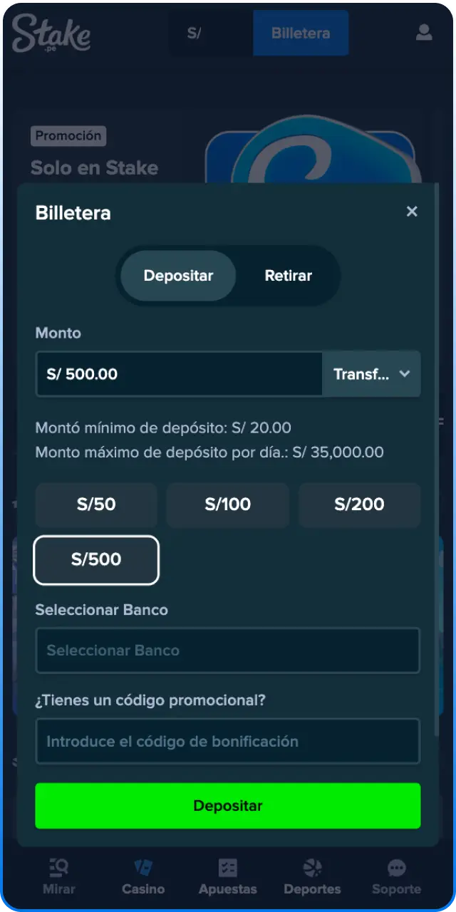 Haz tu primer depósito en Stake para jugar a Gates of Heaven.