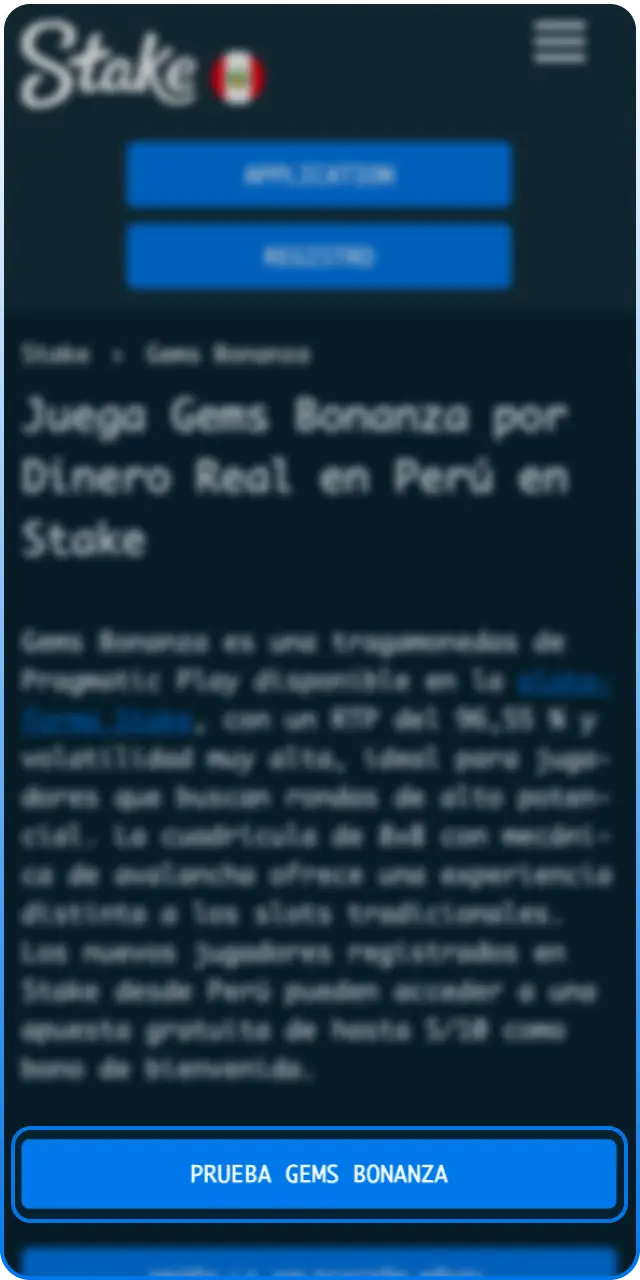 Crea tu cuenta personal en Stake para disfrutar de Gems Bonanza.