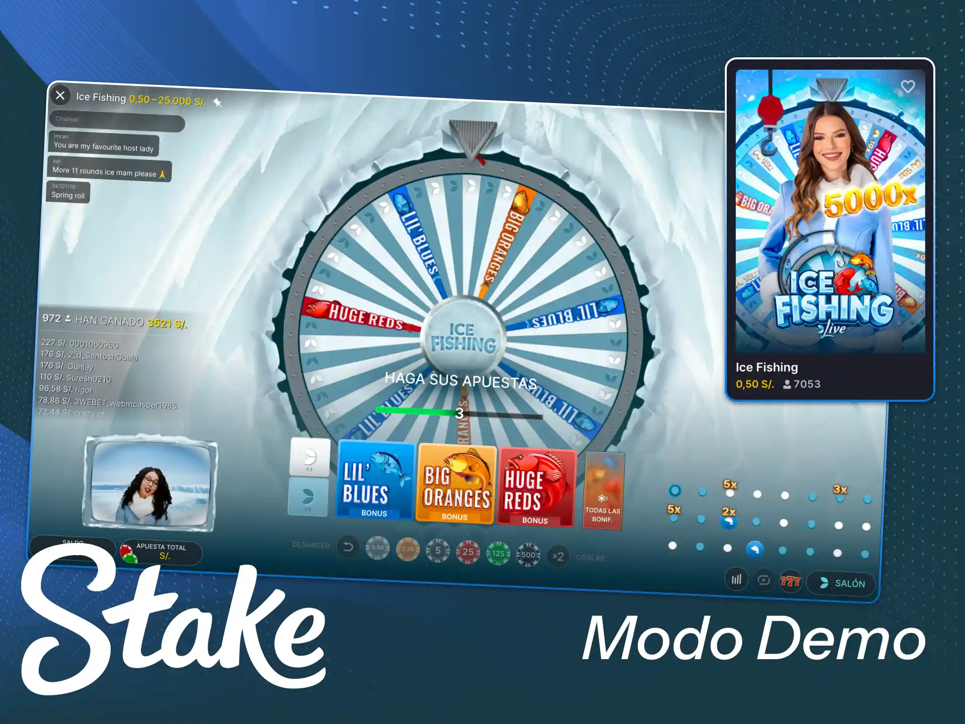Prueba el emocionante juego Ice Fishing en modo demo gratis dentro de Stake.