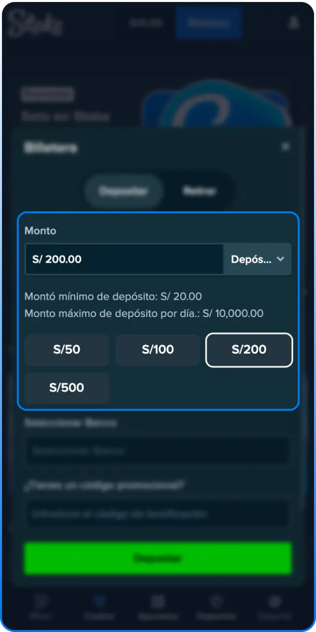 Realiza tu primer depósito de fondos para disfrutar de Ice Fishing en Stake.