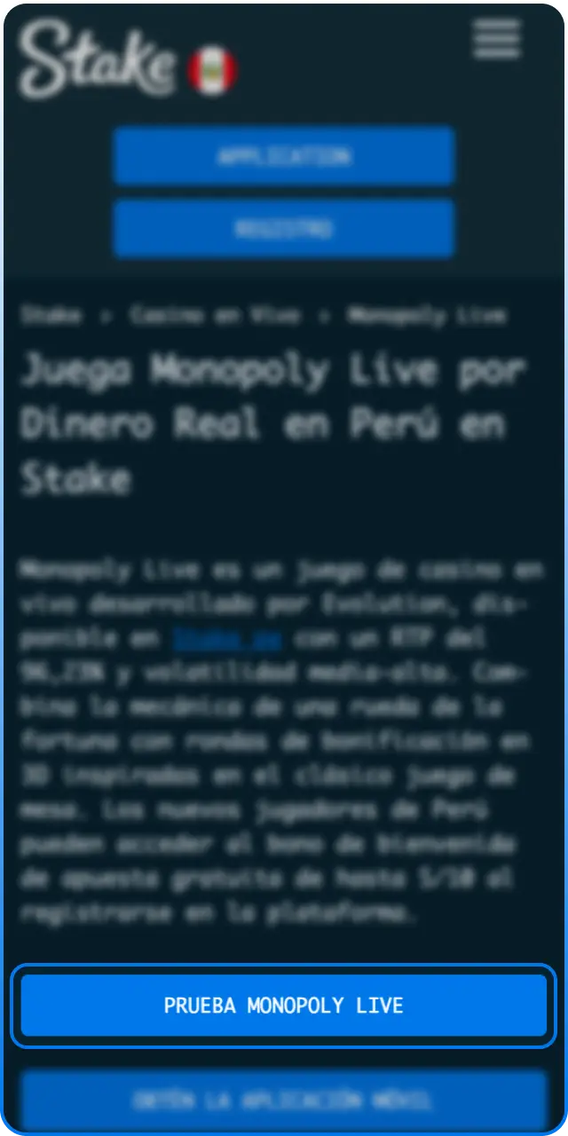Crea tu cuenta de usuario para disfrutar de Monopoly Live en Stake.