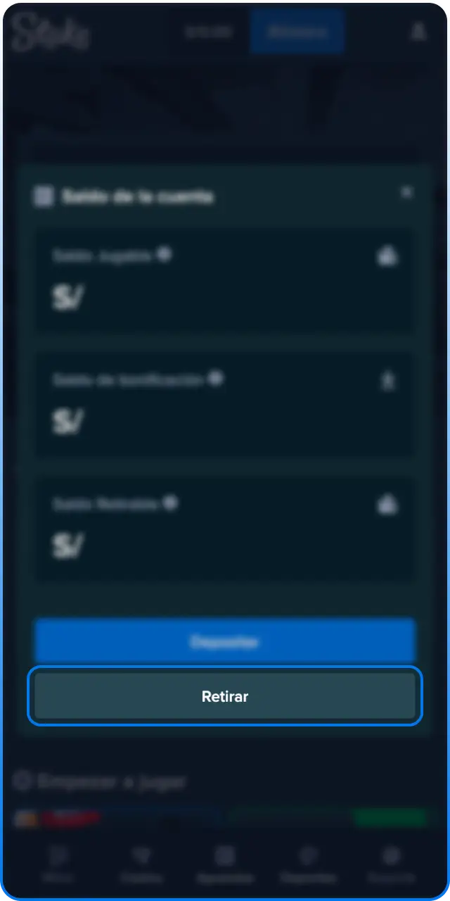 Selecciona tu método preferido de retiro para procesar tus ganancias de Stake.