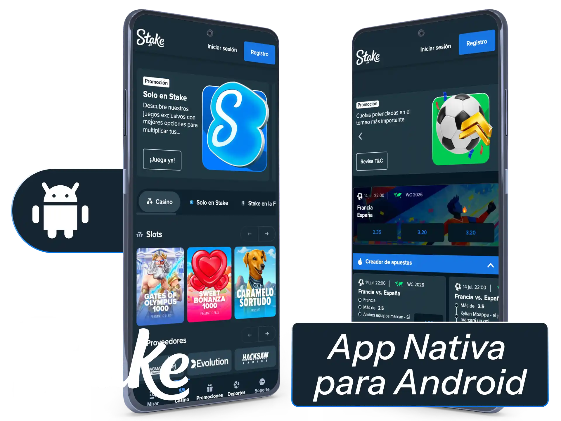 Instala la app nativa para Android de Stake y apuesta con total comodidad.