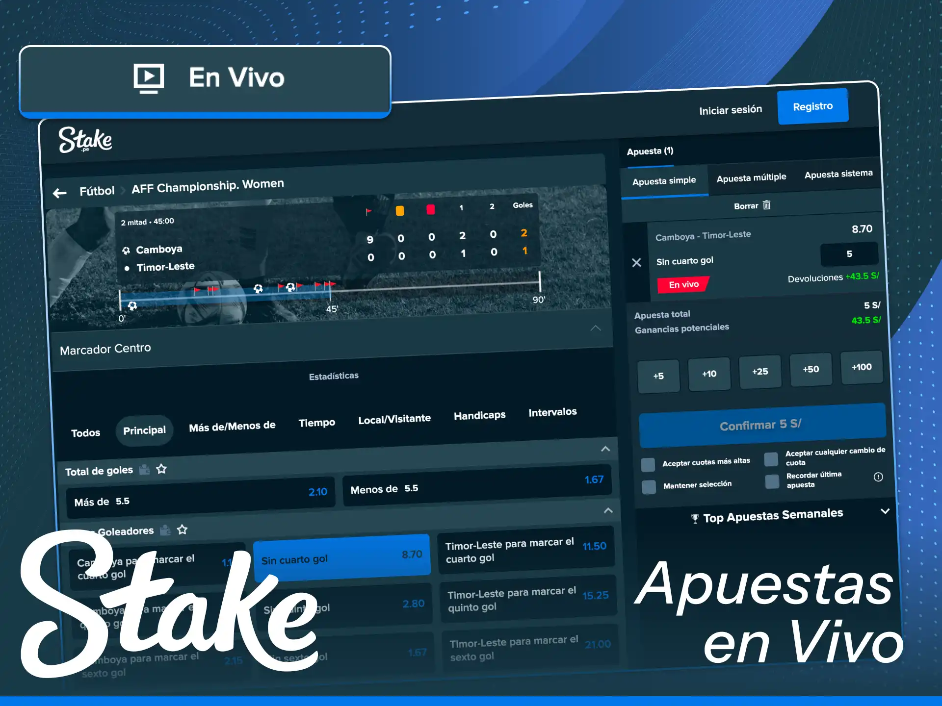 Siente la adrenalina del deporte realizando apuestas en vivo directamente en Stake.