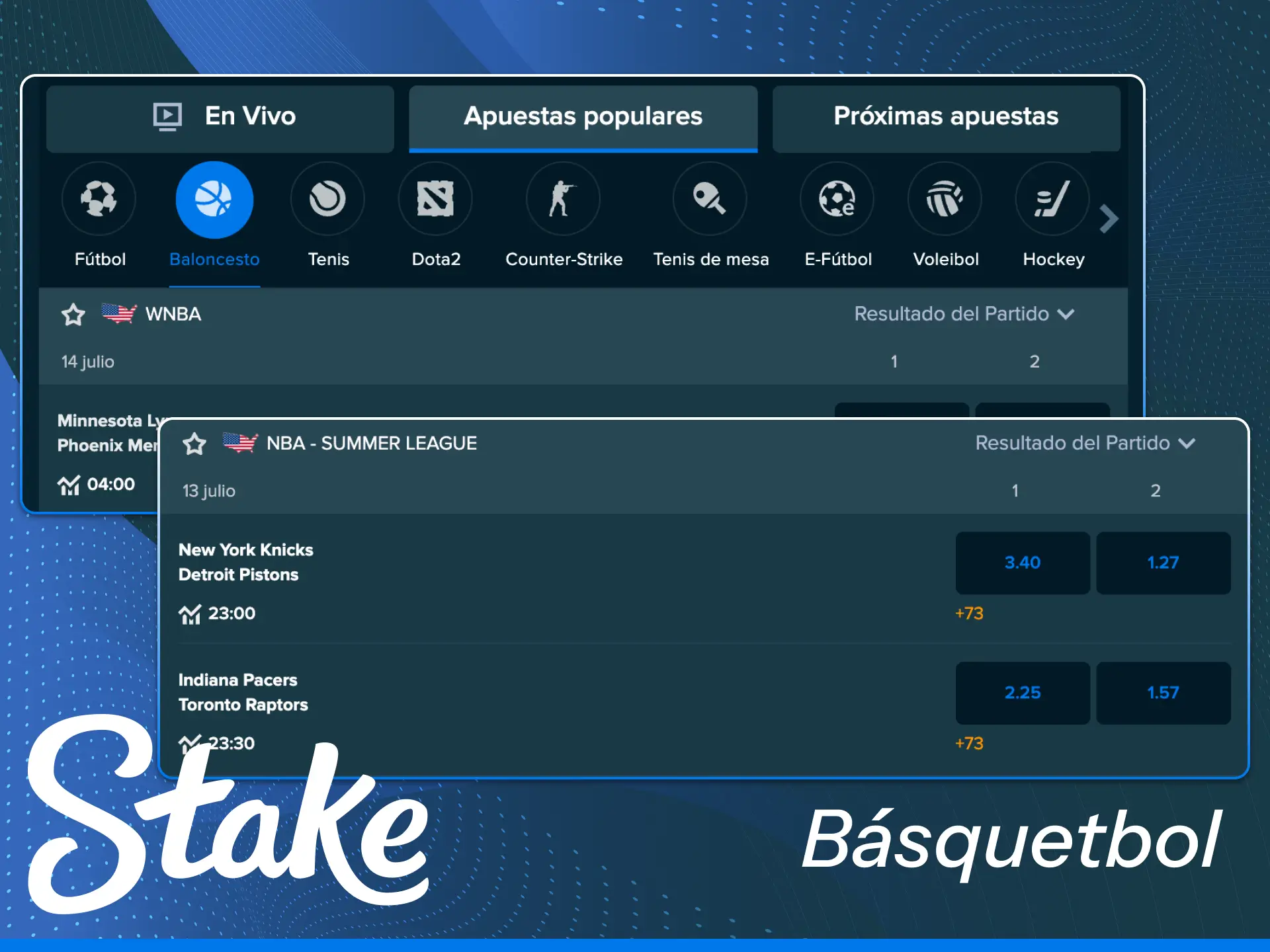 Vive la emoción del básquetbol realizando tus mejores jugadas deportivas en Stake.