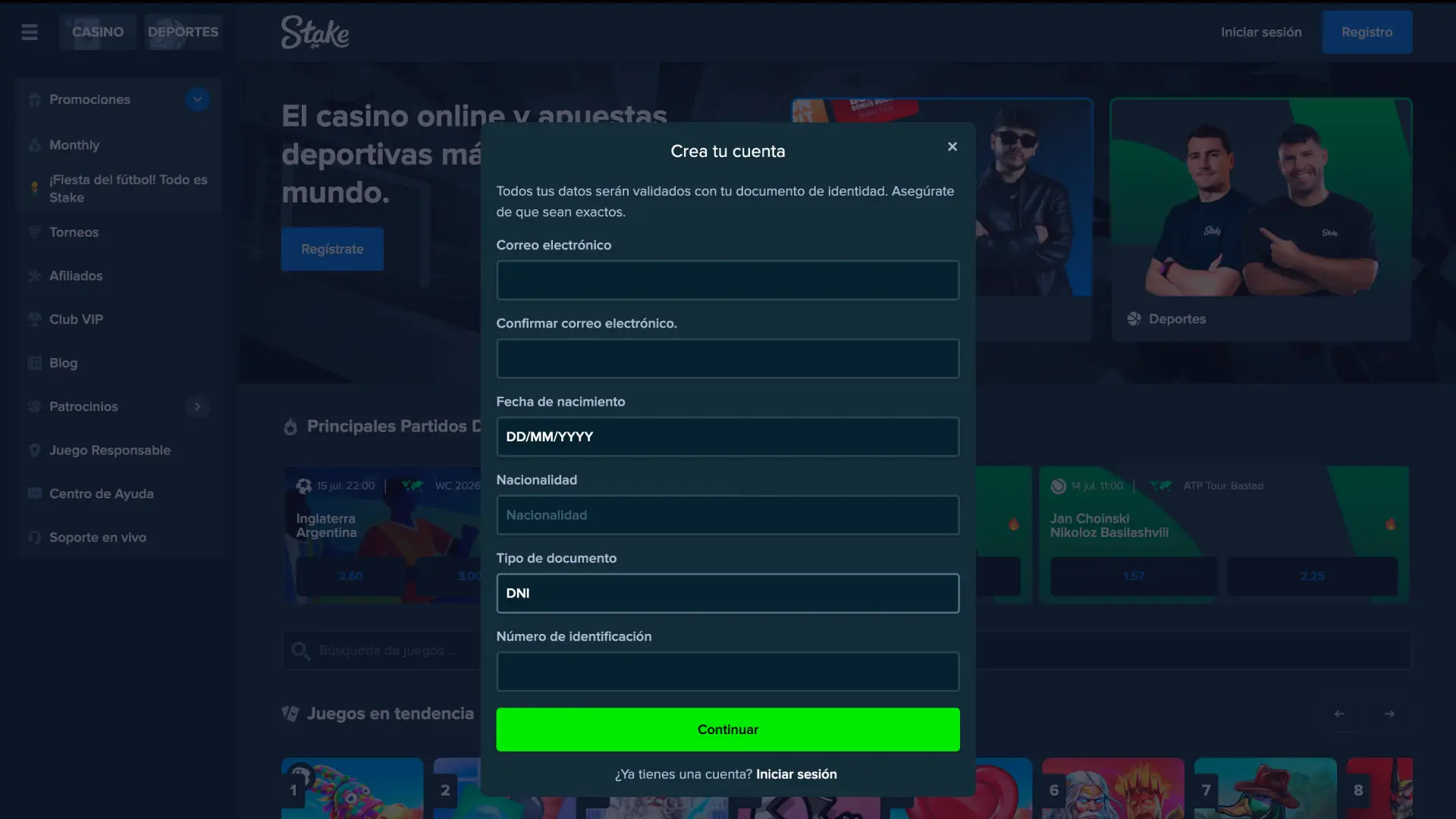 Completa tu registro en Stake y empieza a disfrutar de la plataforma hoy.