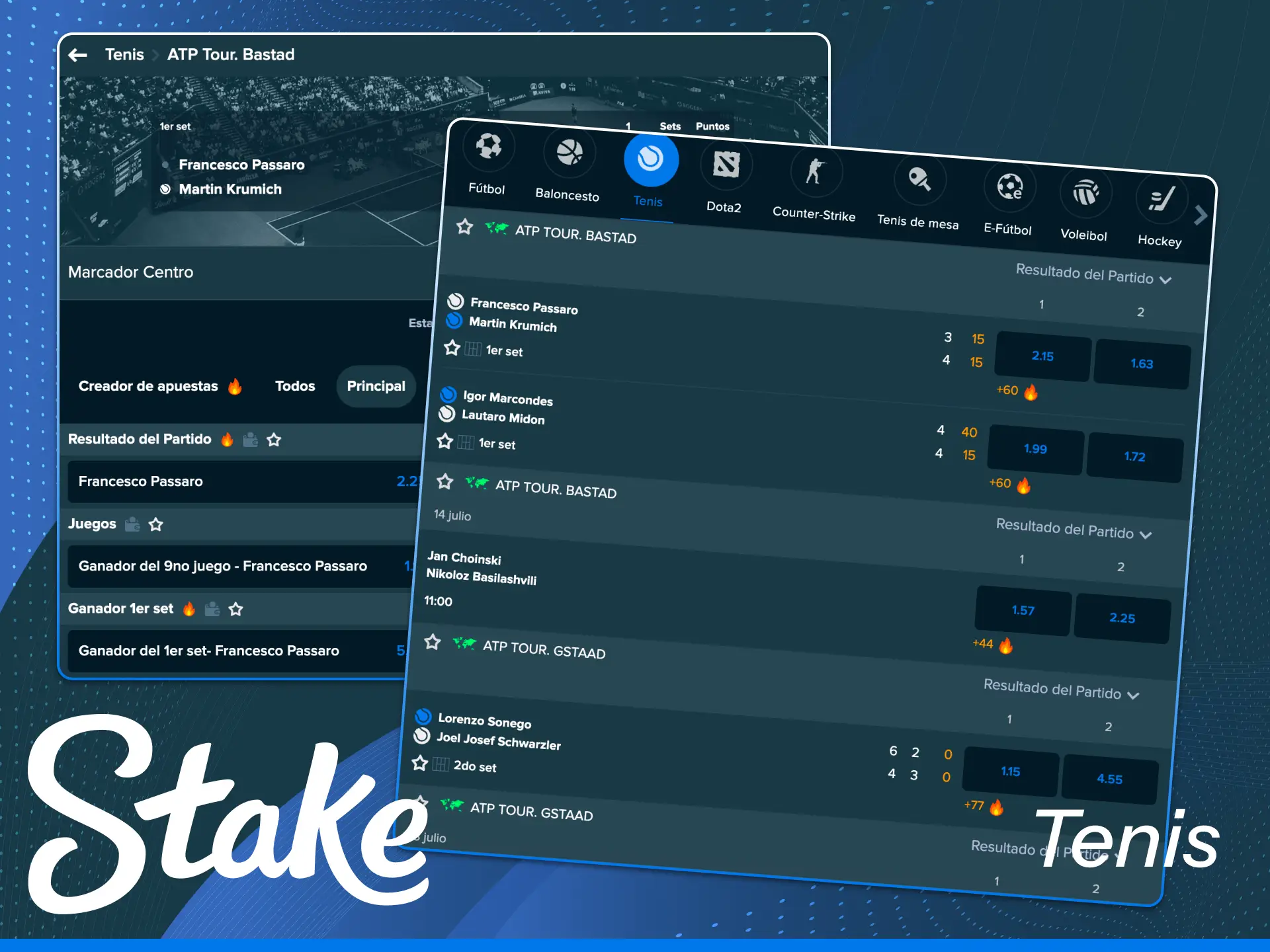 Sigue los torneos de tenis más importantes y apuesta en vivo con Stake.