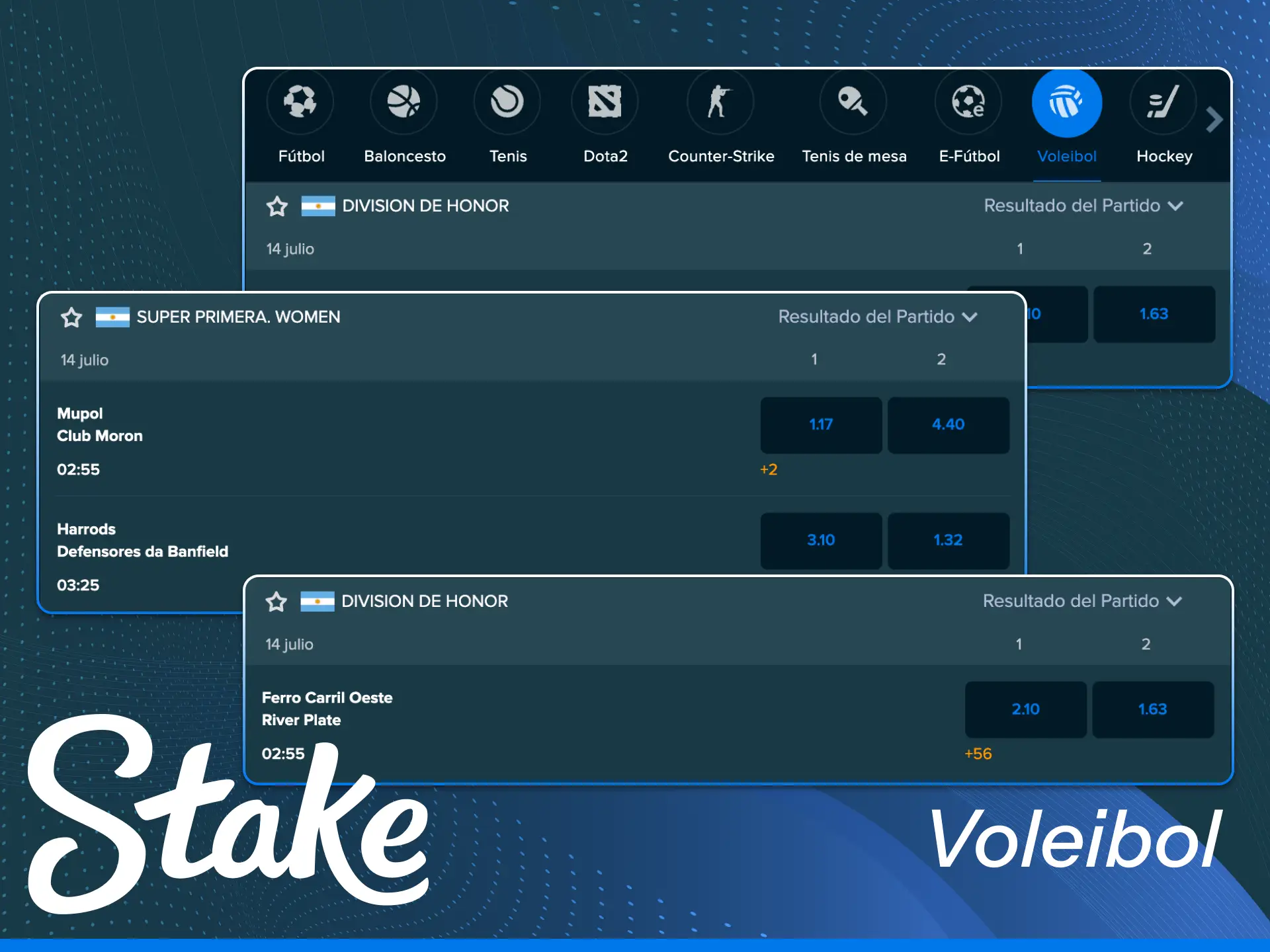 Realiza tus apuestas en voleibol apoyando a tus equipos favoritos en Stake.