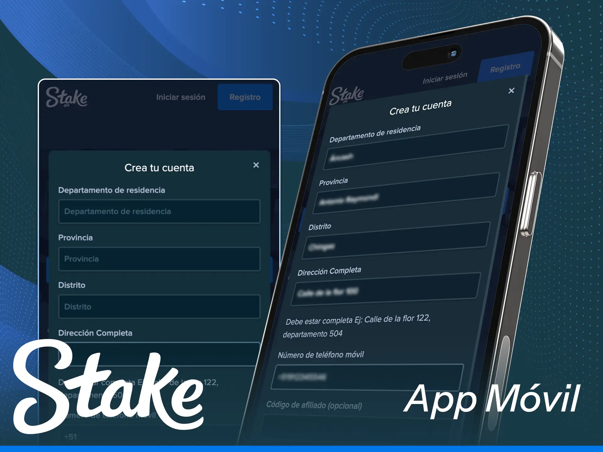 Realiza tu registro oficial en Stake usando tu teléfono móvil para comenzar.